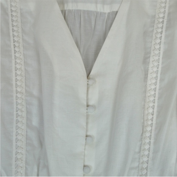 J Crew White Peplum Hem Drawstring Waist V Neck Flutter Sleeve Blouse, Medium - Picture 5 of 6